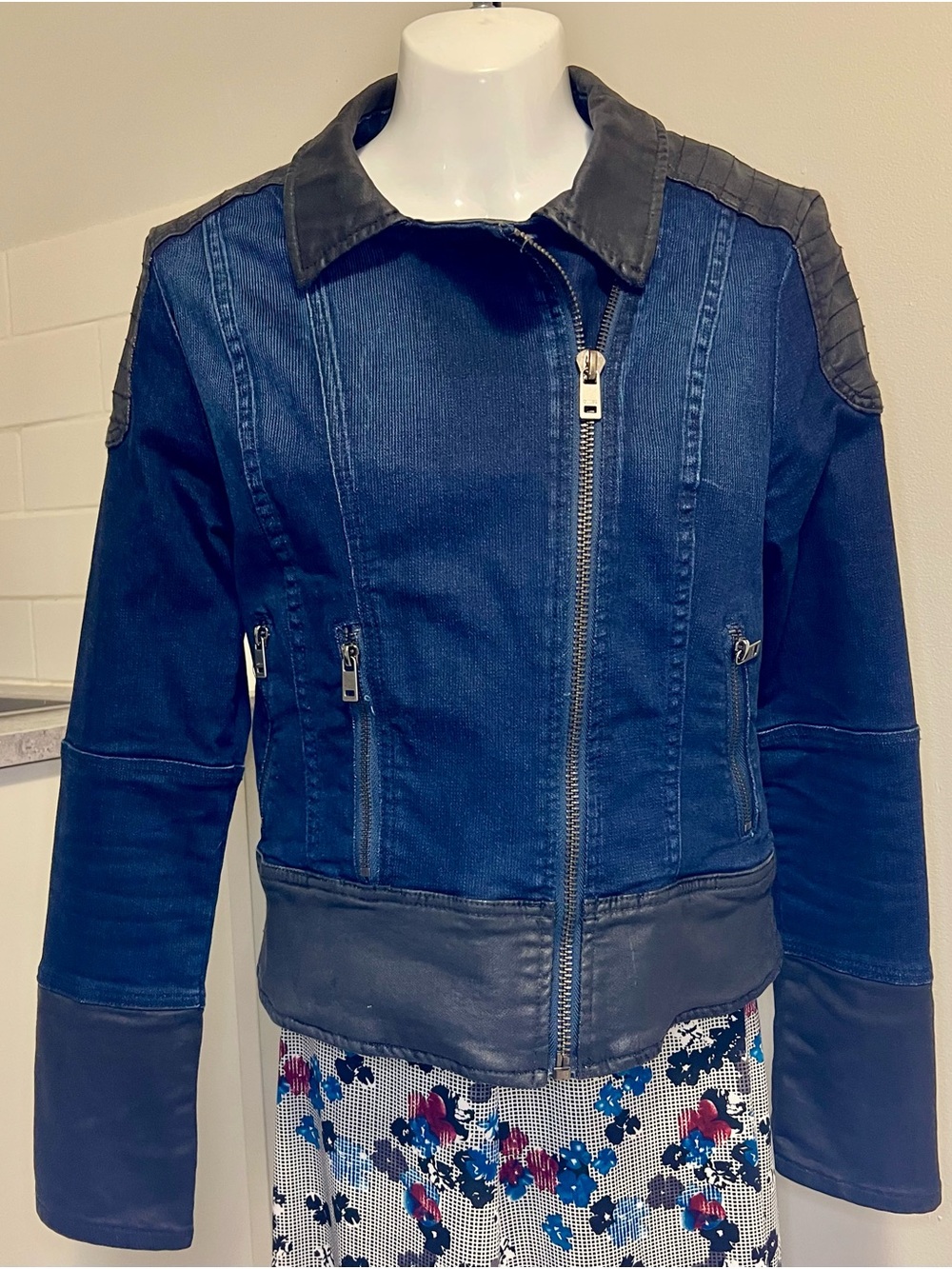 Guess Blue Denim Jacket with Black Trim